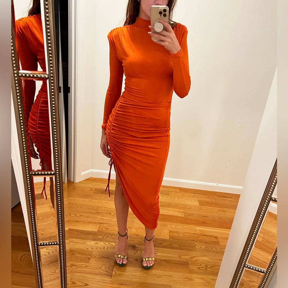 ORANGE KENZIA HIGH NECK BODYSUIT - Picture 1 of 7